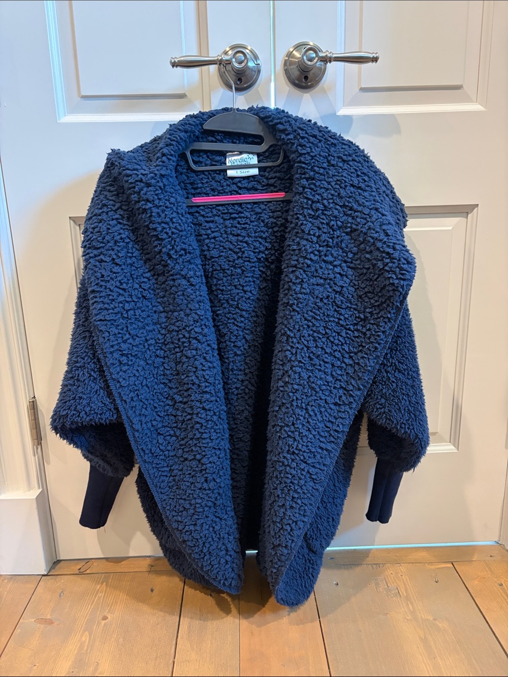 Plush Navy Teddy Jacket with Hood